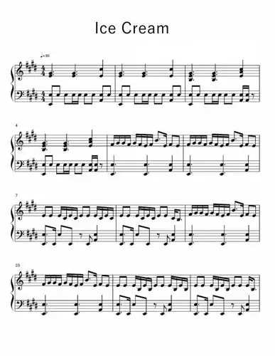 icecream钢琴谱–blackpink