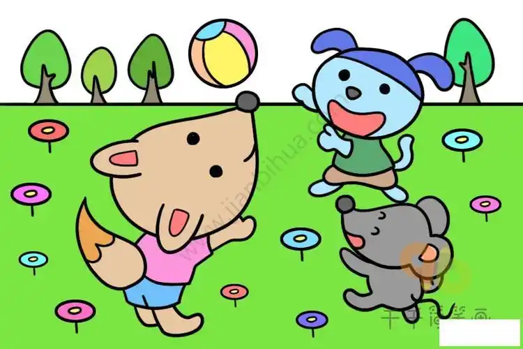 动物简笔画场景组合