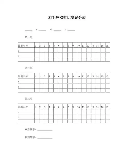 羽毛球比赛记分表双打doc