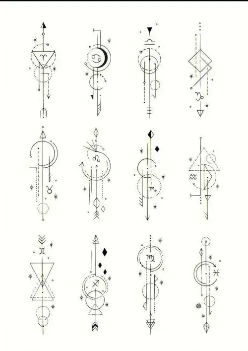 小清新线条几何星座纹身适合女性的纹身