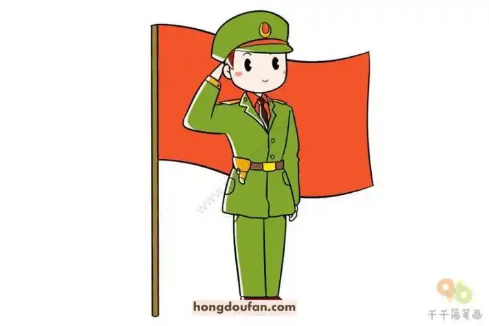 革命军人男生女生简笔画