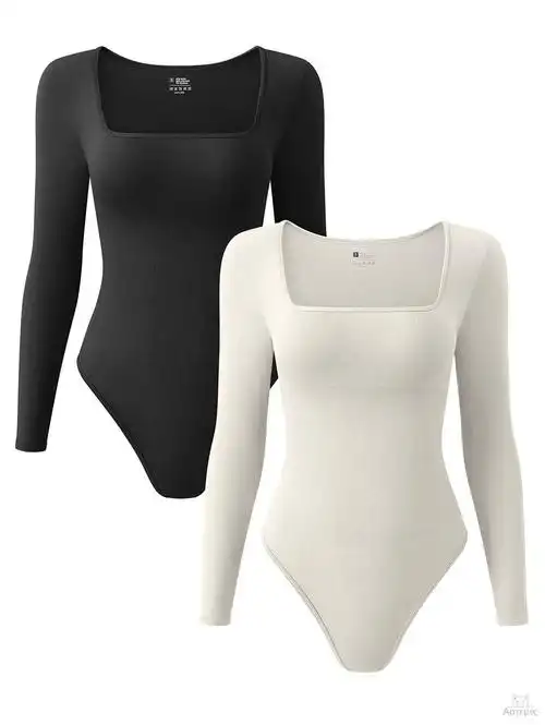 休闲u领长袖jumpsuit女装背心紧身连体衣womentop时尚vest