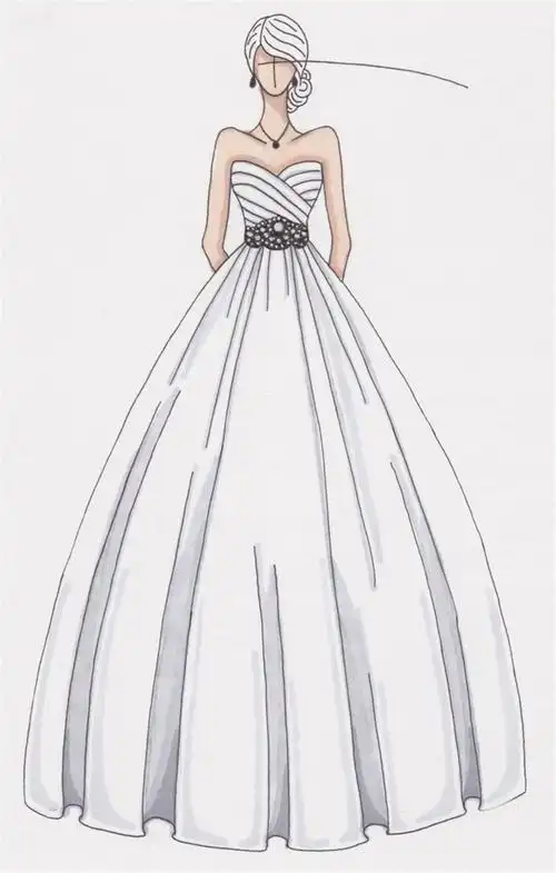 浅紫色抹胸礼服设计图