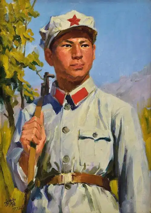 0807 1972年作 红军战士 纸本油画