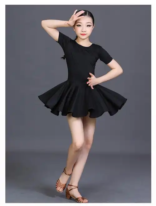 2020新款儿童拉丁舞裙长短袖女童比赛练功服女孩练舞服少儿考级规定服