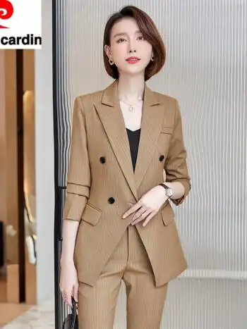 皮尔卡丹品牌高档女装英伦风西装套装女春秋2022新款时尚气质女神范