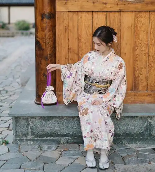 陇月夜 正装传统和服套装 冬季付下小纹和服 日式和风摄影连衣裙