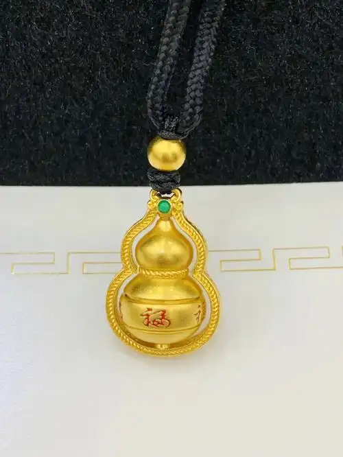 足金葫芦吊坠7715寓意平安幸福 福禄双全,财源滚滚而来 #黄金翡翠