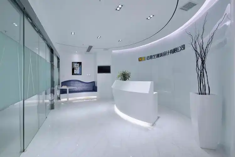 公司简约风装修前台吊顶设计图2/14