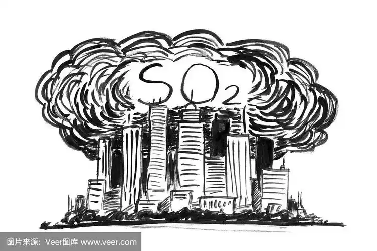 被烟雾和so2空气污染覆盖的城市的黑墨水垃圾手画