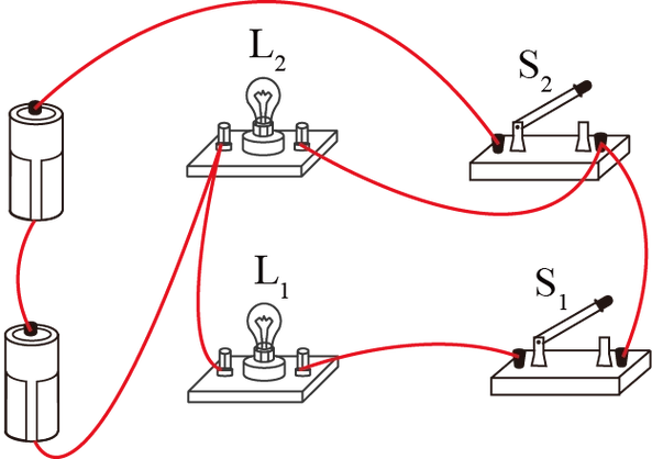 两灯并联,开关s 与灯l 串联,s 控制整个电路,根据电路图连接实物图