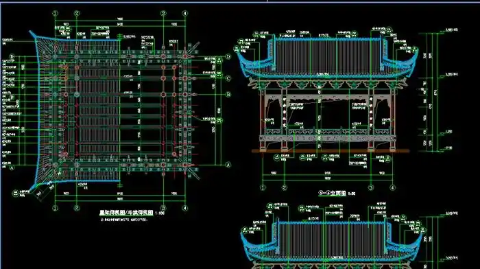 一层帯斗拱歇山戏台施工图原创