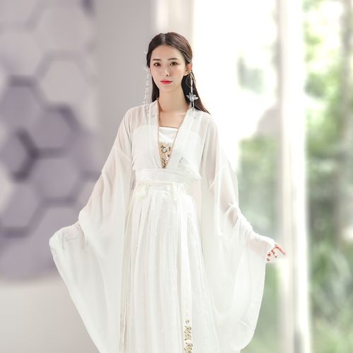 汉服广袖对襟齐腰襦裙大袖衫夏季套装日常装黑白超仙淡雅清新套装
