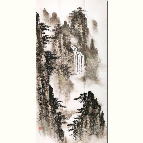 当代著名北派山水画大师 郭传璋《松海云涛》名人亲笔手绘真迹字画