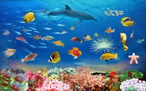 海底世界梦幻儿童房背景墙壁纸壁画