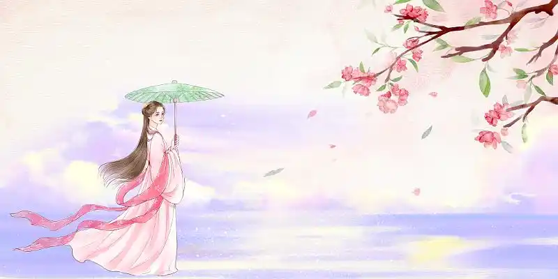 古代神话故事牛郎织女在桥上相会月亮月色唯美古风手绘插画梦幻场景