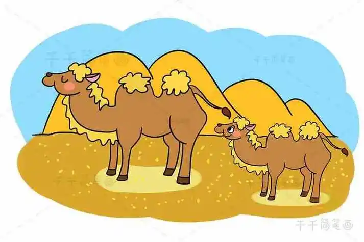 骆驼简笔画儿童亲子画陆地动物简笔画