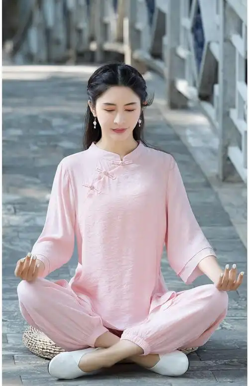 居士服拜佛打坐服女夏中国风复古文艺禅修服禅意中式民国风茶服套装女