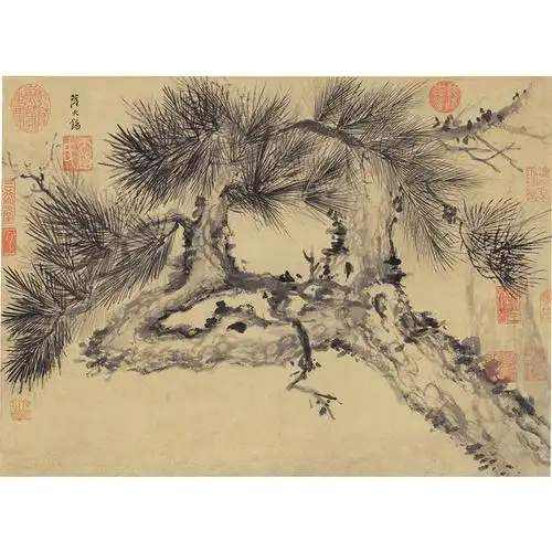 名画松树临摹装饰画水墨画复制品国画艺术天锡