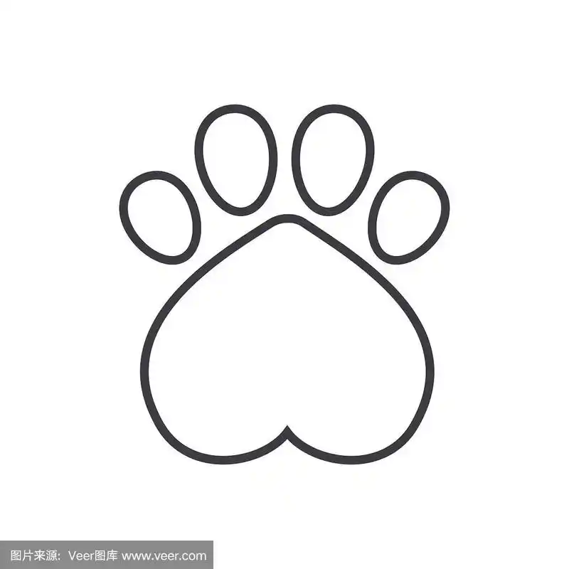 狗友好的图标.狗的脚印象征着一颗心.
