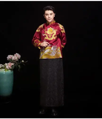 结婚穿的男款敬酒秀禾服新郎服中式结婚礼服男款龙凤褂唐装男装秀禾