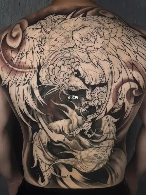 新传统满背凤凰遮盖