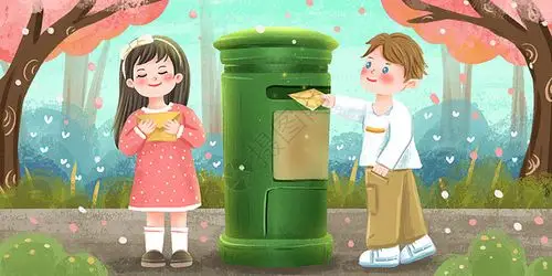 相互寄信交流的国际友人图片素材