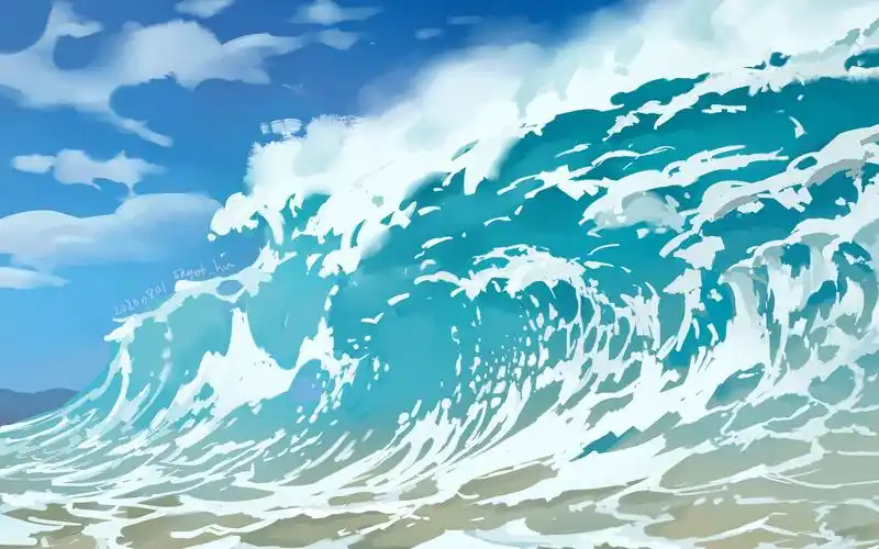 大海,海浪的画法练习,两小时可能不能算速涂了【小场景】