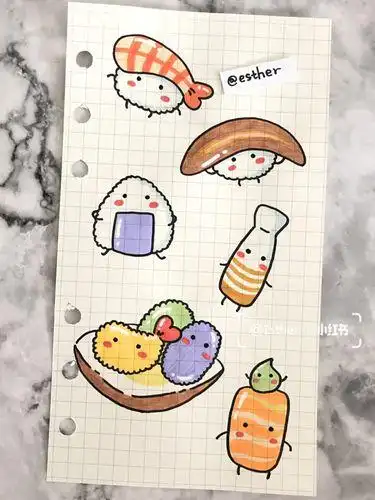 画手帐手账素材零食甜品奶茶饮料马克笔简笔画马克笔简笔画甜品手帐