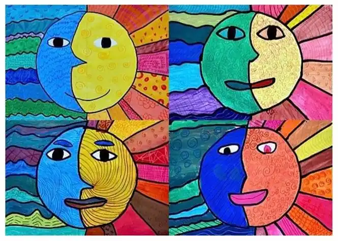 儿童画基础教程 渐变色画白昼与黑夜