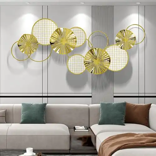 金属轻奢铁艺壁饰客厅电视背景墙面装饰挂件玄关墙饰立体创意挂饰