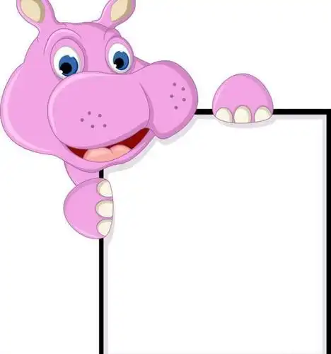 卡通河马空白公告栏图片