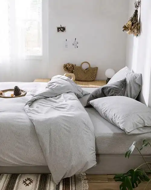 无印良品天竺棉四件套天竺棉四件套丨裸睡针织棉床上用品 简约条纹