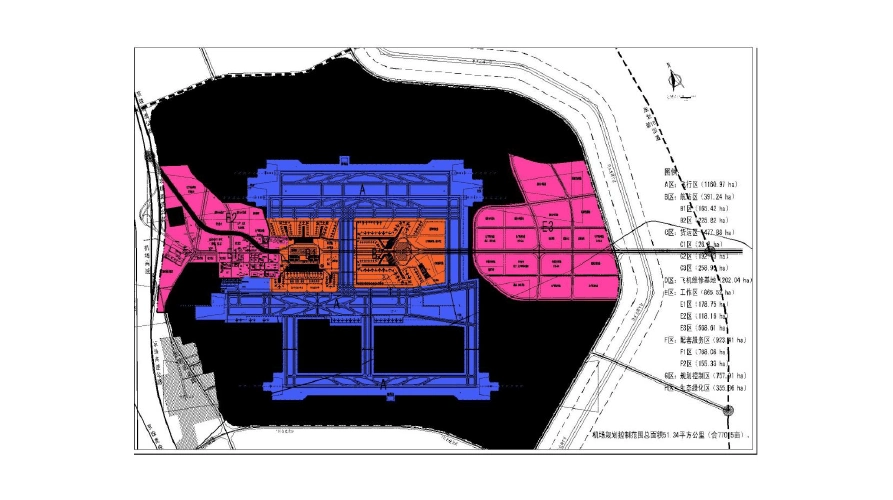 郑州新郑国际机场总体规划土地占用图