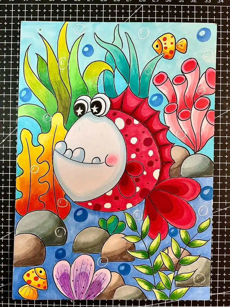马克笔儿童画—《小丑鱼6》