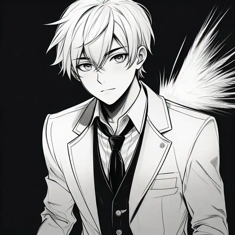 黑白素描西装头像,氛围感拉满90