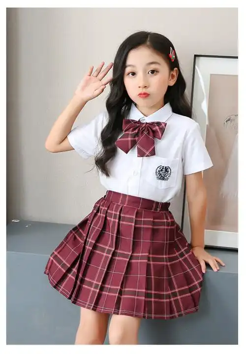 雾绡11岁女孩衣服小学生衣服jk裙夏季女童半身裙夏套装短裙夏装裙子格