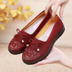 女士布鞋平底休闲鞋老北京图片