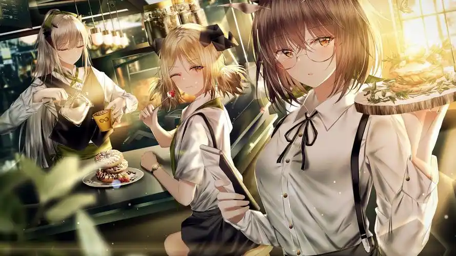 明日方舟赫默伊芙利特塞雷娅莱茵甜点4k动漫壁纸壁纸