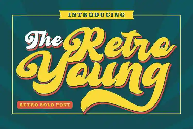 复古海报包装徽标logo设计手写英文字体 retro young – vintage bold