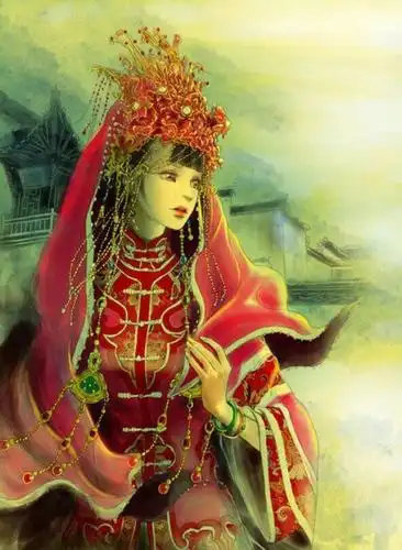 古风女子嫁衣手绘 看小女子嫁衣似火,为君铺就十里红妆