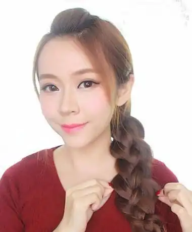 简单少女风长发编发发型 邻家萌妹子好看编发发