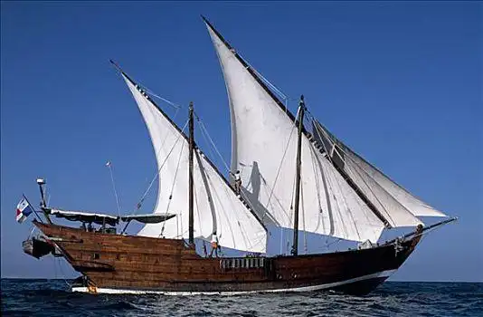 传统,独桅三角帆船,输入,印度洋,航行,海岸,阿曼