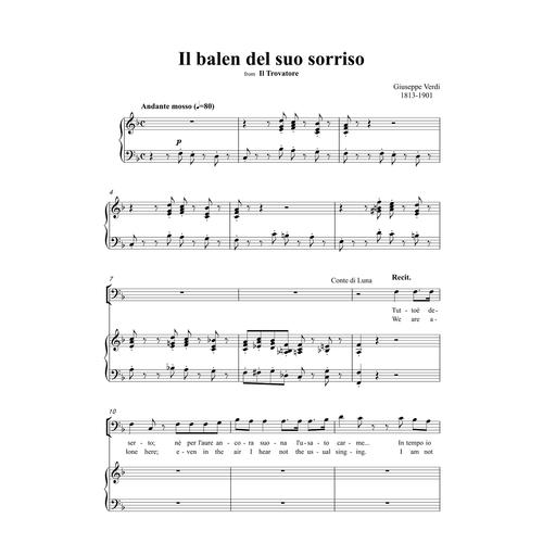 威尔第 她的微笑光辉照耀il balen del suo sorriso正谱f调声乐谱钢琴