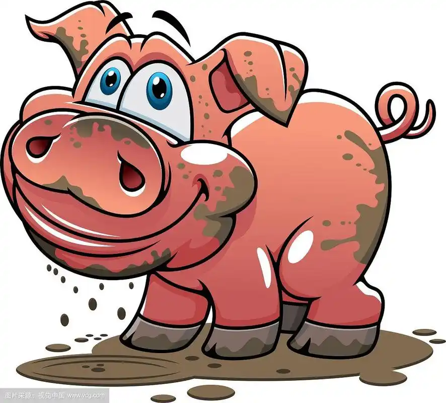 可爱的脏兮兮的卡通小猪