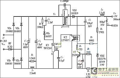 tny264开关电源的应用电路设计