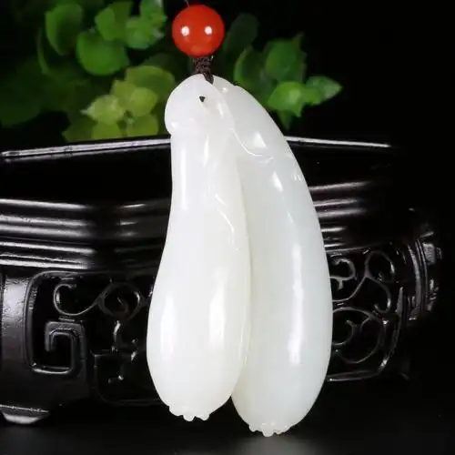 和田玉白玉福瓜手把件 71g