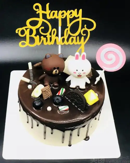 美团【云端烘焙】3人六寸布朗熊淋面蛋糕diy1个