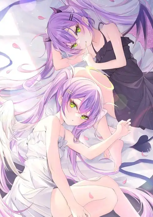 恶魔与天使插画图片壁纸