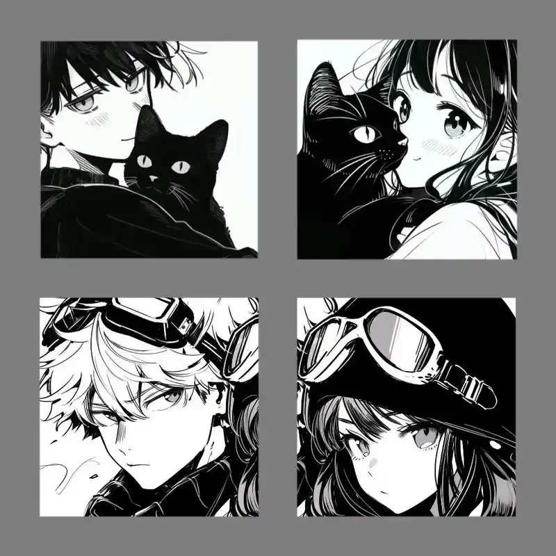 高清黑白动漫情头.我当然不会试图摘月,我要月亮奔我而来